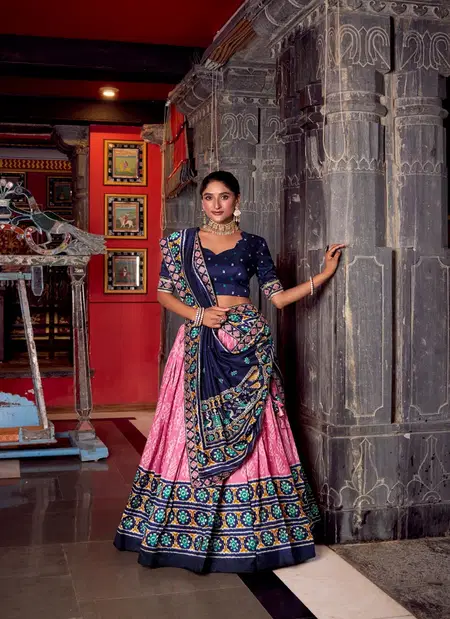 Green Colour Tussar Silk With Ikkat Print Lehenga With Blouse Dupatta LNB 1246
